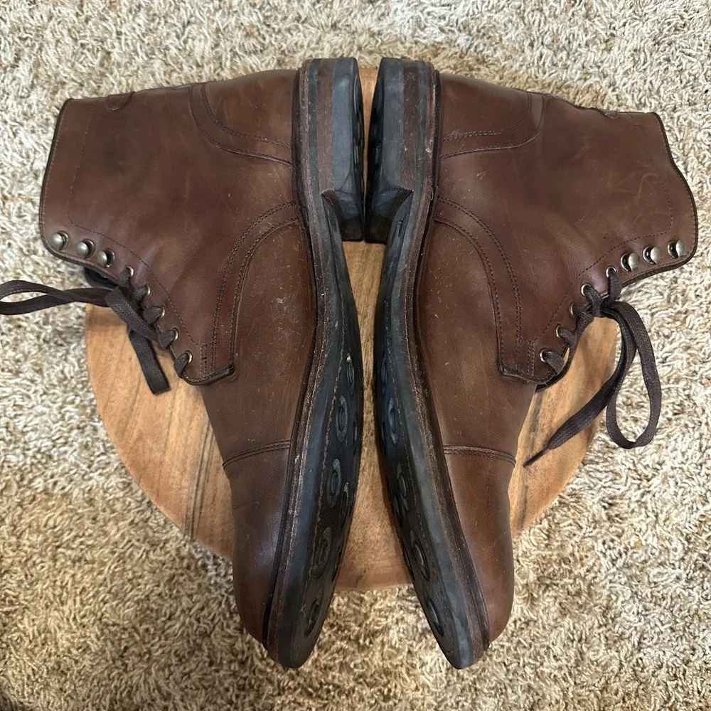 Allen Edmonds‎ LANDON Leather Cap-Toe Lace Up Boots Mens 11.5 Brown Discontinued